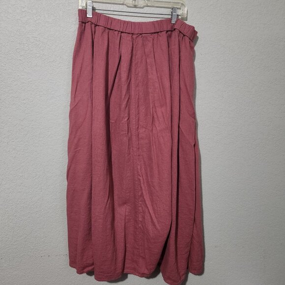 Gap Skirt Womens Large Midi Skirt Lightweight Linen Blend Flowy Mauve - Picture 1 of 10